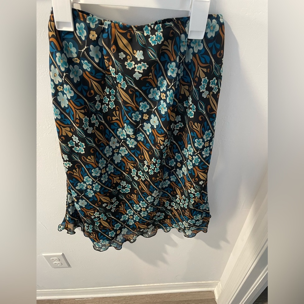 Floral Brown and Blue Skirt